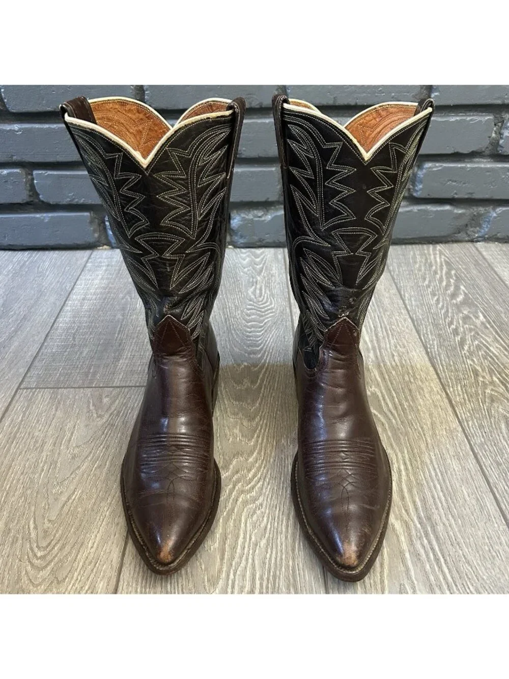 Nocona Vintage Pointed Toe Classic Brown Western Cowboy Boots Mens 10.5 D